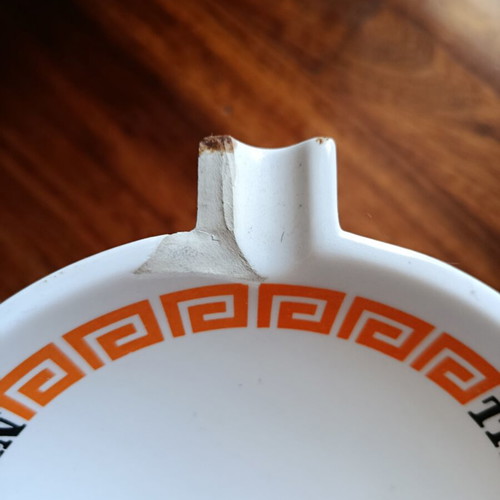 Titan Cement promotional ashtray used, ceramic, 18 cm diameter