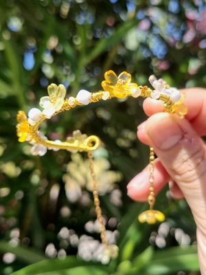 Women's handmade bracelet cuff, new, yellow gold tone