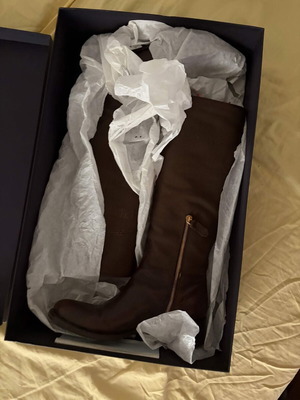 Prada Milano Brown Leather and Canvas Knee-High Boots refurbished