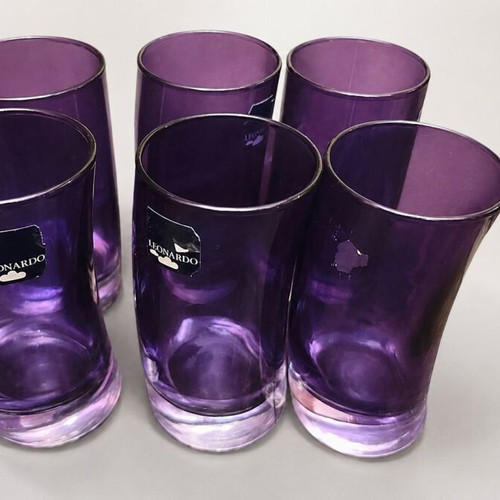 Leonardo SORA Viola long drink glasses set of 6, deep purple