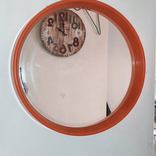 Space Orange Mirror 1970s Like New