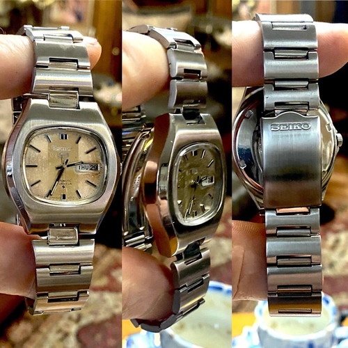 Seiko 5 N7 automatic watch used, beige dial