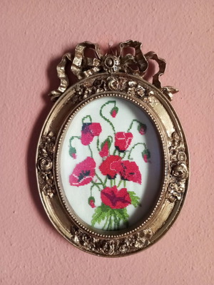 Embroidered frames used, hand-stitched