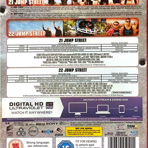 21 22 Jump Street συλλογή Blu-Ray μεταχειρισμένη, αγγλικοί υπότιτλοι