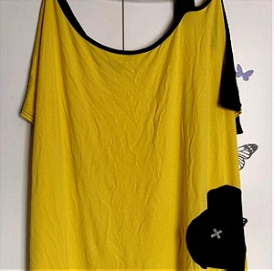 Γυναικεία κοντομάνικη κίτρινη μπλούζα
