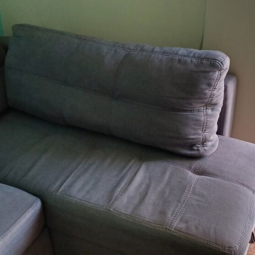 Corner sofa grey fabric with storage, convertible to bed