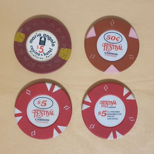Casino chips used, set of 41 from around the world