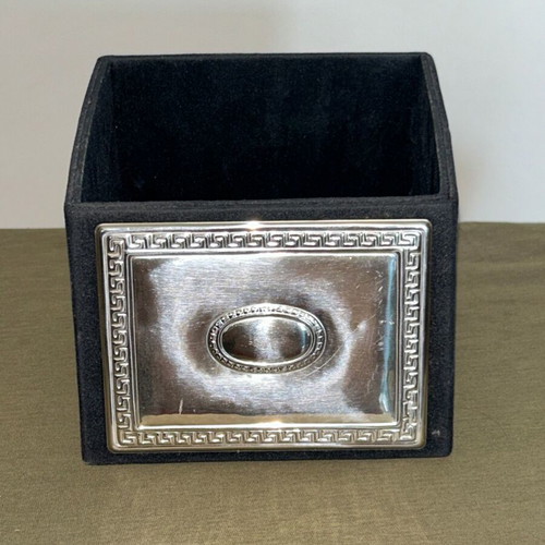 Silver 925 office holder with velvet and embossed Greek meander