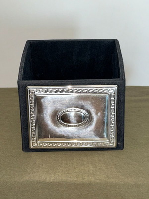 Silver 925 office holder with velvet and embossed Greek meander