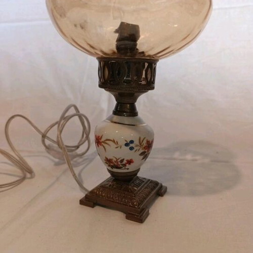 Antique table lamp used with metal elements