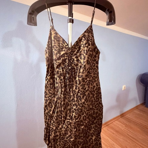 Zara satin mini dress like new, brown and green