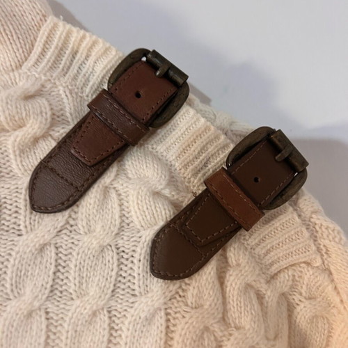 Massimo Dutti cream pleated poncho like new with leather details