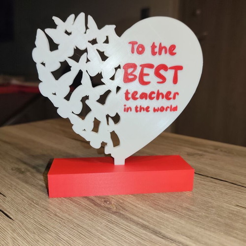 3D Printed Decorative Heart Personalized Gift for Teachers