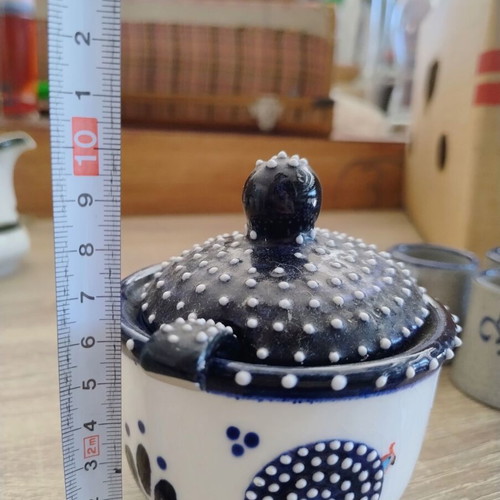 Dragana Jevtovic South African Pottery Blue Guinea Fowl Sugar Bowl used