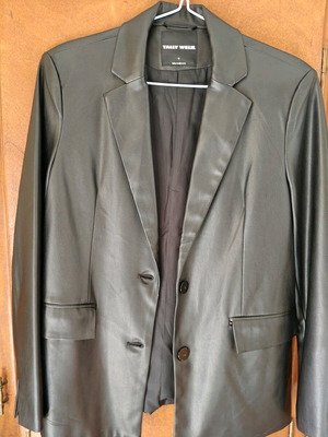 Classic black leatherette blazer jacket like new size M