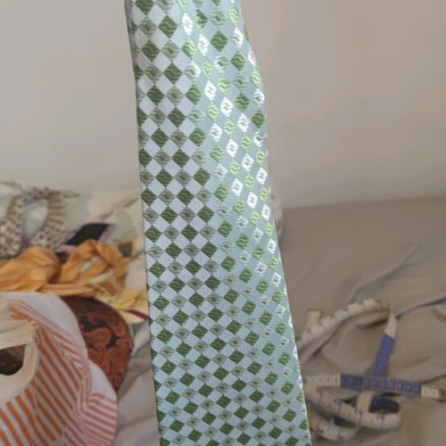 Silk tie new, gray and light green
