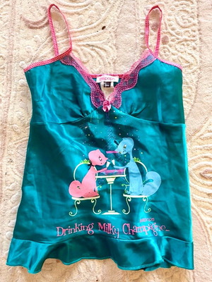 Lollipops Paris Satin Cami Top σαν καινούργιο, τιρκουάζ