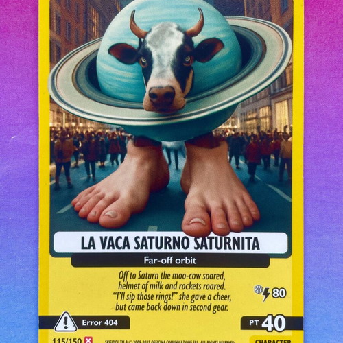 La Vaca Saturno Saturnita Card new, Italian Brainrot Psychedelic Universe