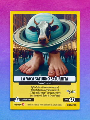 La Vaca Saturno Saturnita Card new, Italian Brainrot Psychedelic Universe