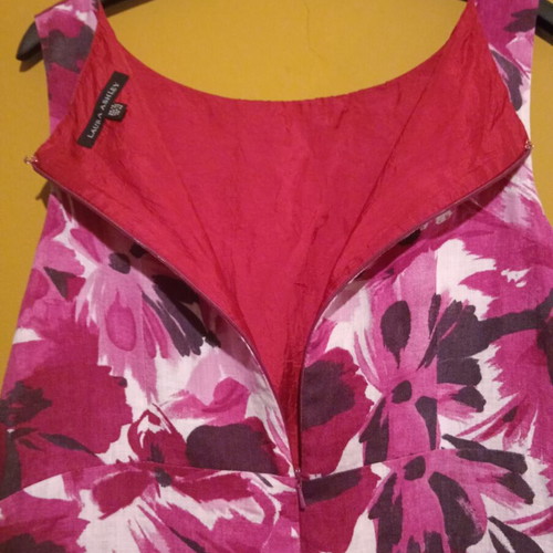 Laura Ashley Pink Floral Wedding Guest Dress 100% Linen like new