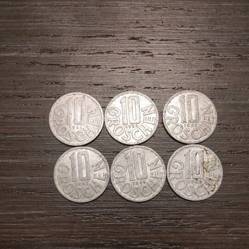 Austrian coins used, pack of 8, aluminum