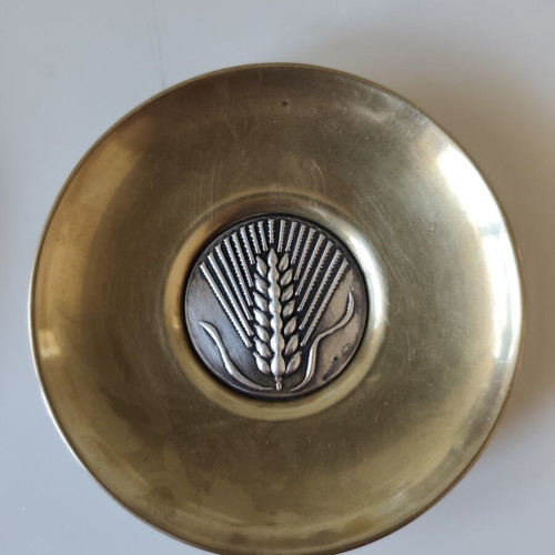 Lalaounis decorative plate used, brass and 925 silver