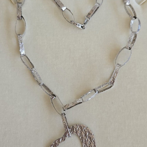 925 silver hammered necklace and bracelet set