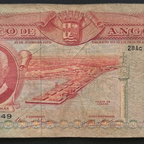 500 Escudos 1970 banknote Portuguese Angola used