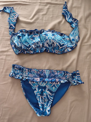 Designer bikini Antica Sartoria by Giacomo Cinque like new, blue and white