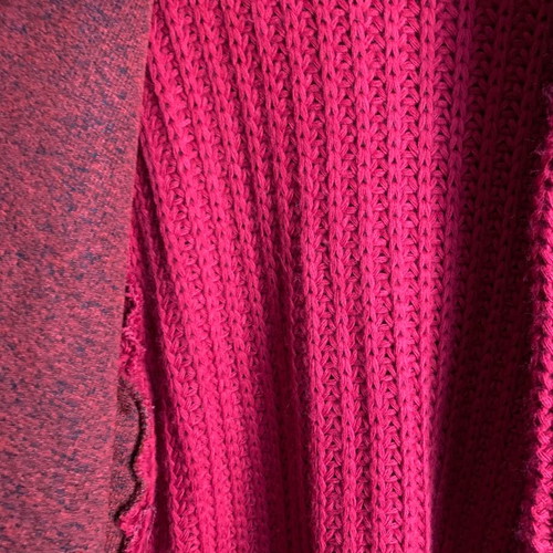 Thick knitted cardigan with fur, new, red, size S