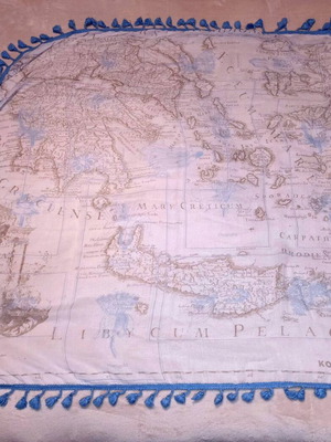 Korres 90×90 Vintage Scarf with Mediterranean Map like new