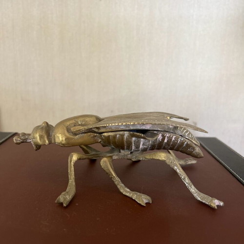 French Large Fly Bee Ashtray 3D Design Gold Brass like new