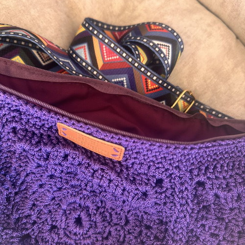 Handmade Crochet Crossbody Bag in Purple