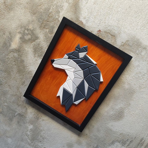 Geometric Wolf 3D Wooden Wall Art Prism Lykos new