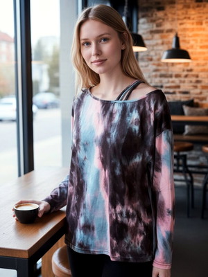 Women's blouse with asymmetric neckline like new, multicolor, size XL
