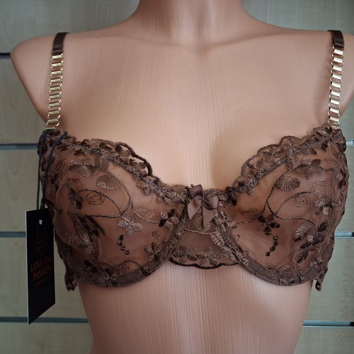 Love & Passion lingerie set medium, new, brown with floral lace