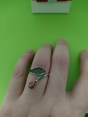 Silver 925 ring resizable with ladybug used, multicolor