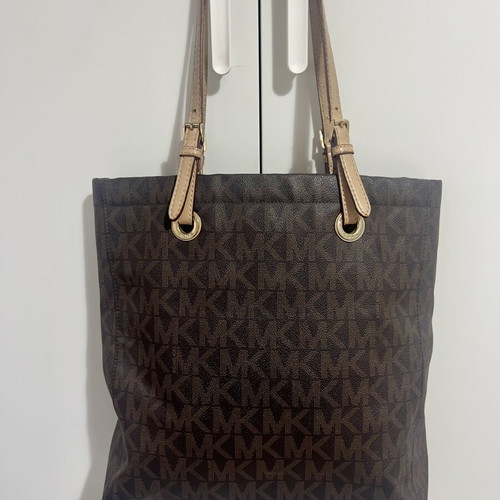 Michael Kors Tote Bag used, brown monogram with beige leather details
