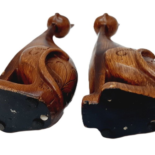 Vintage cat figurines set of two polyresin 90s