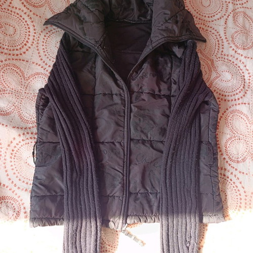 Women's jacket black with knitted sleeves used, Small-Medium