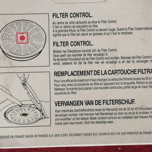 Moulinex Deep Fryer Filter new, metal, 1990 models