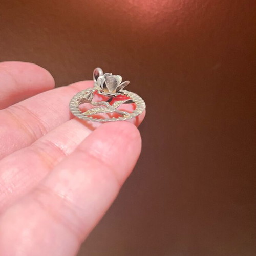 Rose pendant necklace vintage silver 800 used