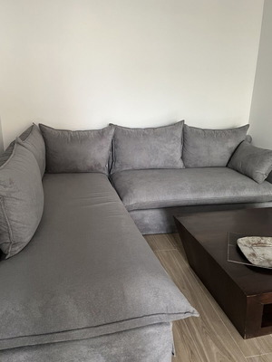 Corner sofa new, dark gray, 2.70x2.40 m, water-repellent