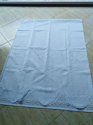 Ready-made white lace curtain