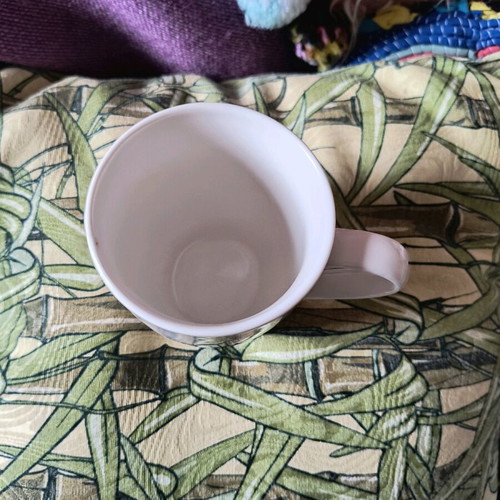 White mug used with small signs of wear