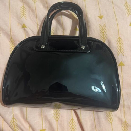 Adidas handbag, black and white, patent leather