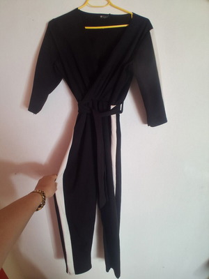 Hyper women's black jumpsuit with white stripes like new