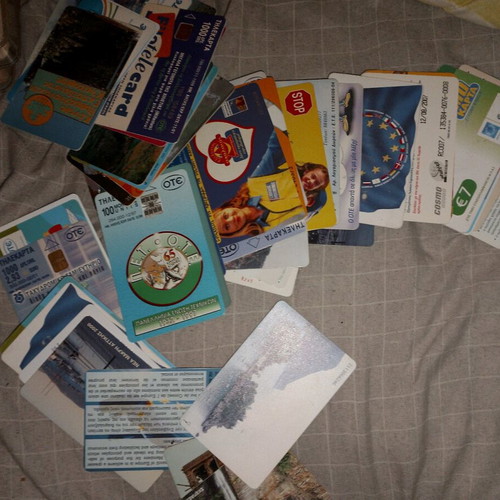 Phone cards used from another era and various countries
