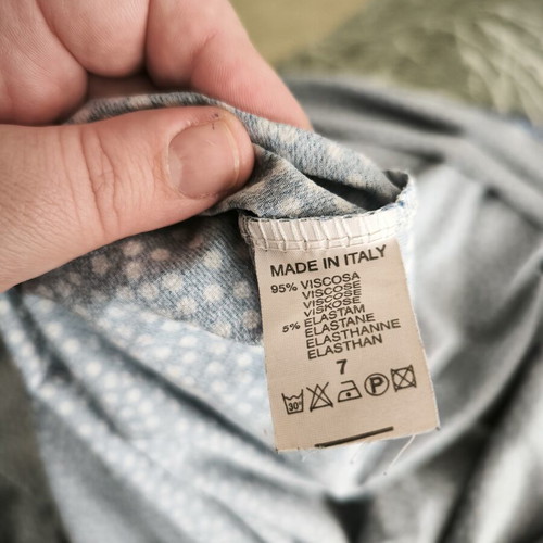 Summer dress blue off-shoulder with tie, one size, like new
