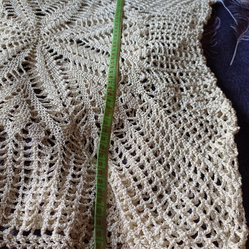 Handmade beach blouse L beige cotton yarn